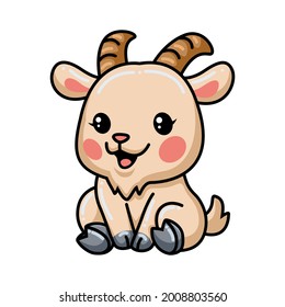 Cute baby goat cartoon sitting