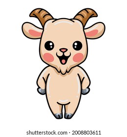 Cute baby goat cartoon standing