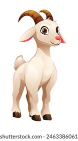 Cute baby goat cartoon vector illustration isolated on white background