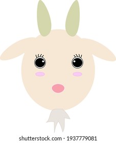 Cute Baby Goat Face Animal Cartoon Character Vector Logo