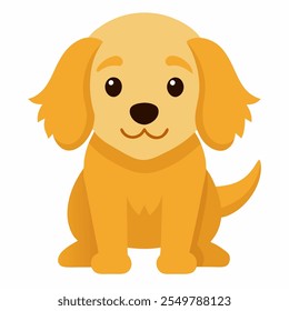 Cute baby golden retrieve vector icon illustration on white background