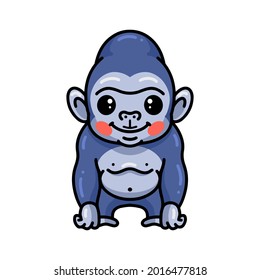 Cute baby gorilla cartoon posing