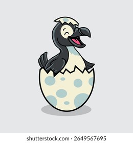 Cute baby Great Auk extinct animal Character Mascot in Vector Cartoon Illustration