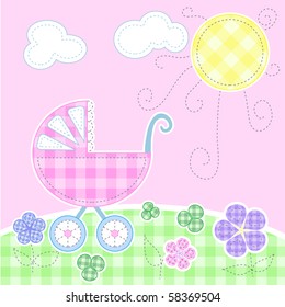 Cute baby greeting card - Stitching series, every object on separate layer