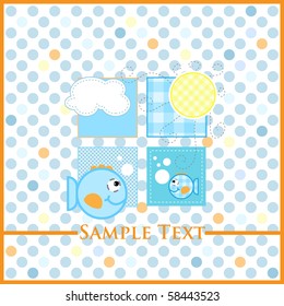 Cute baby greeting card - Stitching series, every object on separate layer