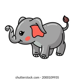 Cute baby grey elephant cartoon