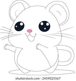 Cute baby hamster coloring page for kids
