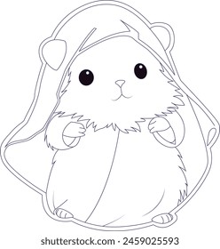 Cute baby hamster coloring page for kids