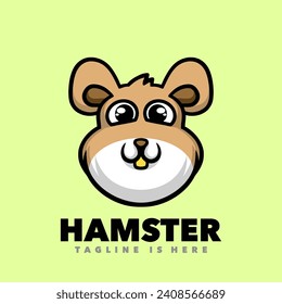 Cute baby hamster mascot cartoon logo