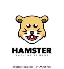 Cute baby hamster mascot cartoon logo