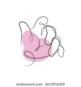 Cute Baby Hands one line drawing. Cute Baby Hands single line illustration. Cute Baby Hands minimalist line art