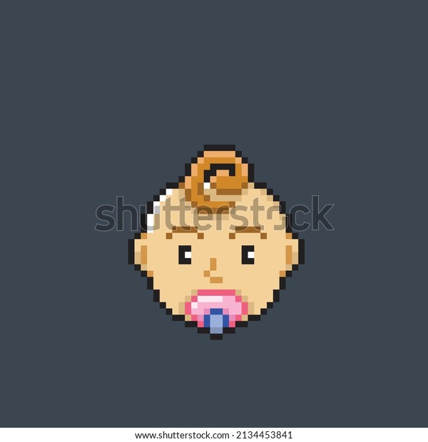 Cute Baby Head Pixel Style Stock Vector Royalty Free Shutterstock