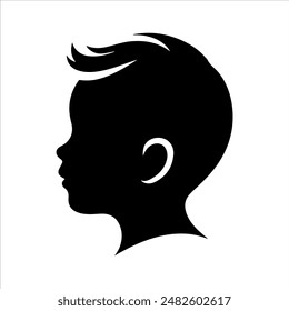 Cute baby head silhouette isolated on white background. Baby head icon vector illustration design.