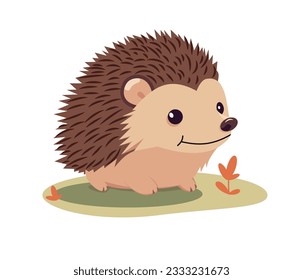 Cute baby hedgehog cartoon on white background