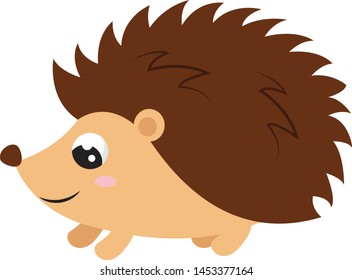 Cute baby hedgehog, illustration, vector on white background.