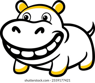 Cute baby hippo with a big smile vector art illustration image with white background