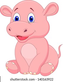 Cute baby hippo cartoon