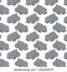 Cute baby hippo pattern