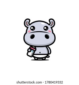 Cute baby hippo vector design