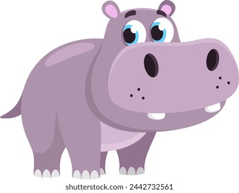 Cute Baby Hippopotamus Cartoon Character. Vector Illustration Flat Design Isolated On Transparent Background