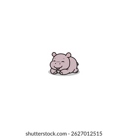 Hipopótamo de bebê bonito deitado e desenho animado, ilustração vetorial
