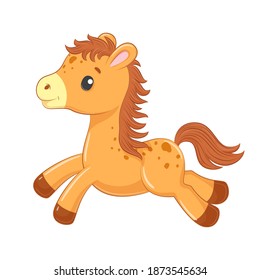 Cute baby horse in cartoon style. Vector illustration.