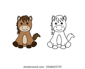 Cute Baby Horse, Horse Clipart, Farmhouse Animals PNG, Vector file, Horse Outline files, Horse Cut files Digital Download, Vector Files for Cricut