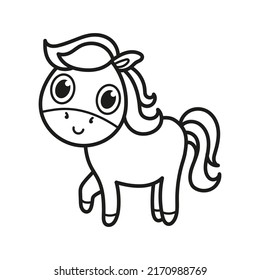 Cute Baby Horse Coloring Black White Stock Vector (Royalty Free ...