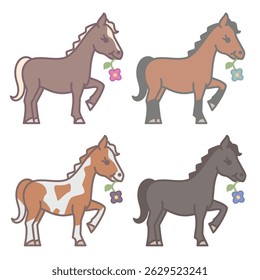 Cute baby horses with different coats set.