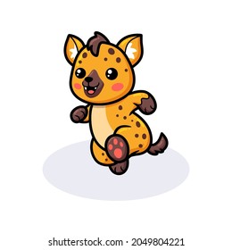Cute baby hyena cartoon running
