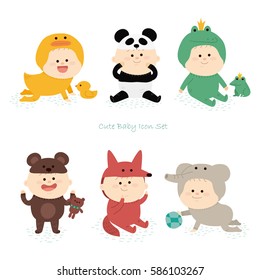 cute baby icon set. vector illustration