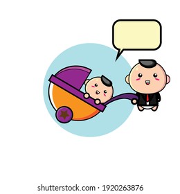 Cute baby illustration design encouraging baby