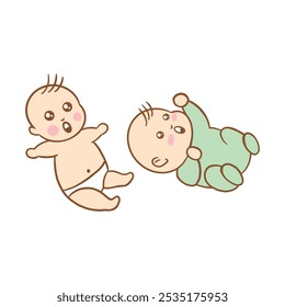 Cute baby  Illustration of Two Babies in Playful Poses