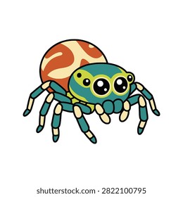 A cute baby jumping spider vector illustration.