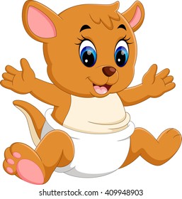 Cute baby kangaroo cartoon