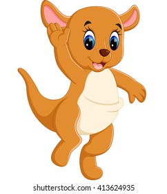 Cute baby kangaroo cartoon