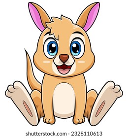 Cute baby kangaroo cartoon sitting