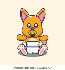 Cute baby kangaroo cartoon vector illustration