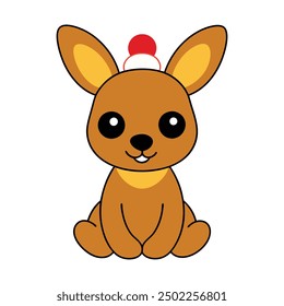 Cute baby kangaroo Christmas vector illustration