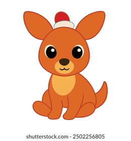 Cute baby kangaroo Christmas vector illustration