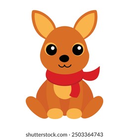 Cute baby kangaroo Christmas vector illustration