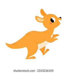 Cute Baby Kangaroo or Joey Character as Marsupial Mammal Running Vector Illustration