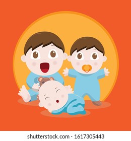 Cute baby or kid boy vector illustration in various poses and ages.