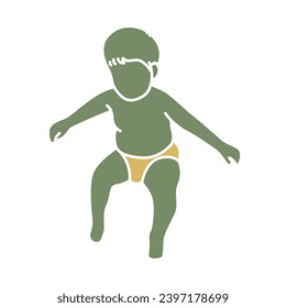 Cute Baby Kids Silhouette Vector Collection 9