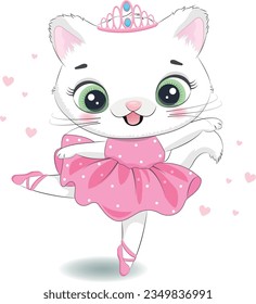 Balerina de gatito lindo en falda rosa