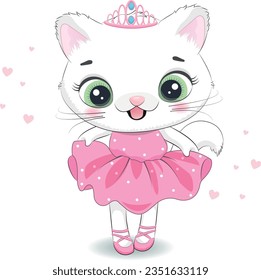 Cute baby kitten ballerina in pink tutu