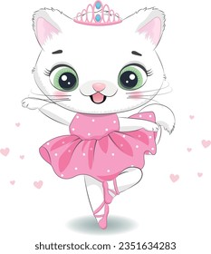 Cute Baby kitten ballerina in a pink tutu