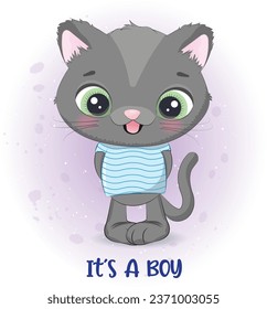 El gatito de bebé lindo es un vector de niños
