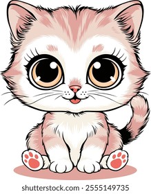 Cute Baby Kitten Cat Character Full Body Vector Illustration Transparent background