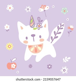 Cute baby kitten, fantasy unicorn cat